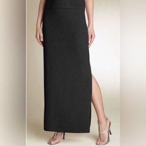 St. John Collection Black Maxi Skirt with Side Slit